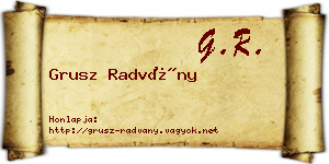 Grusz Radvány névjegykártya